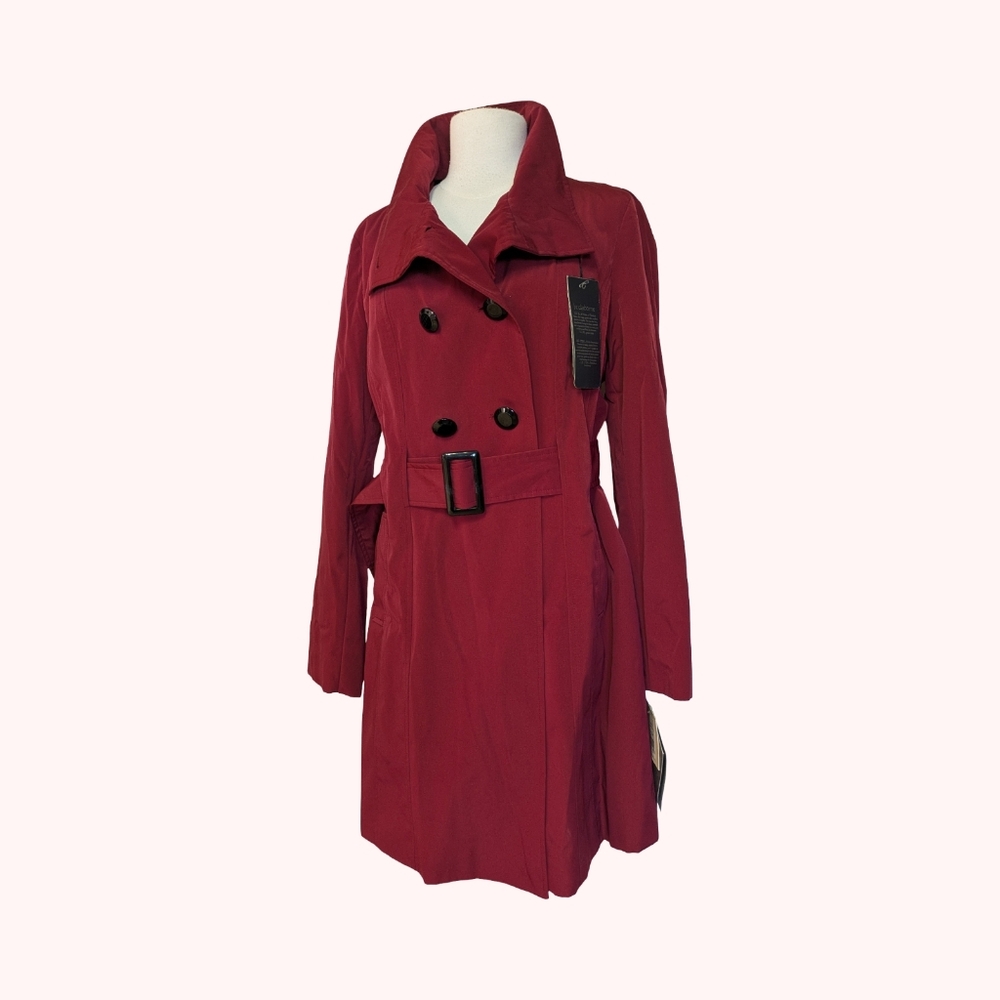 Liz Claiborne Red Double-Breasted Trench Coat